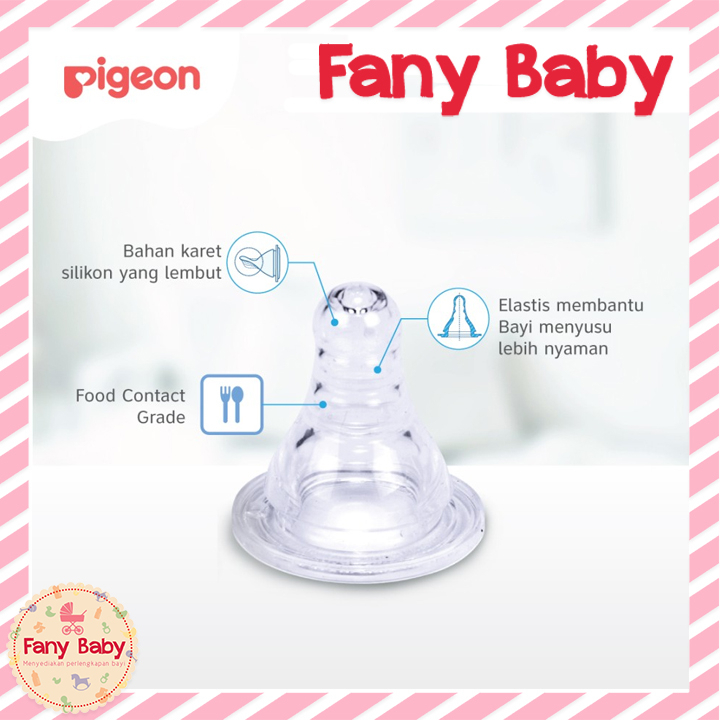 PIGEON PERISTALTIC SLIM NECK SILICONE NIPPLE ISI 2PCS
