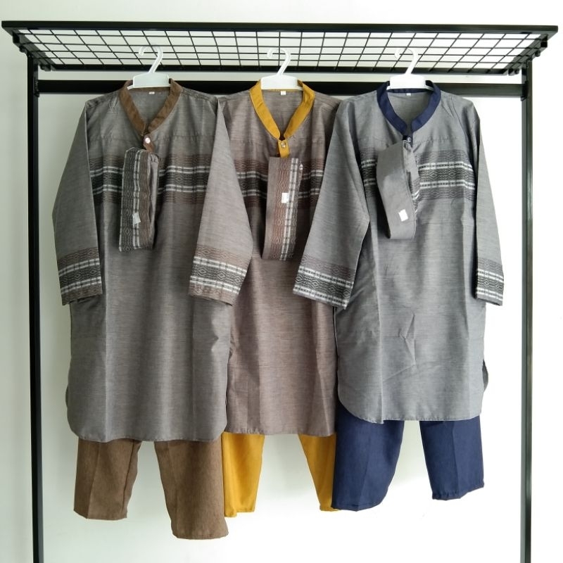 Setelan Baju Koko Muslim Anak Laki-laki Usia 7-10 Tahun