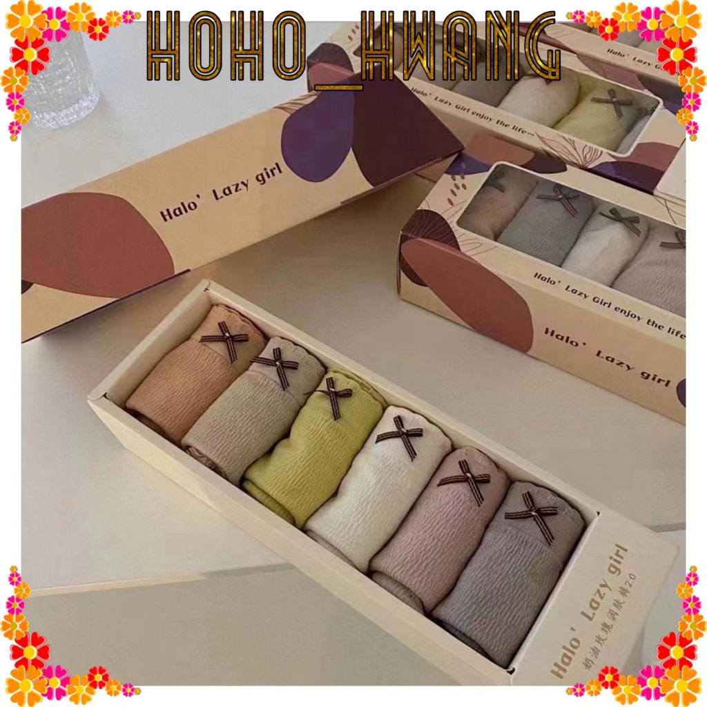 HOHO_HWANG (C-324）Celana dalam Wanita 6 In 1 Lazy Girl Pants Premium Antibakteri CD Cewek Dekorasi P