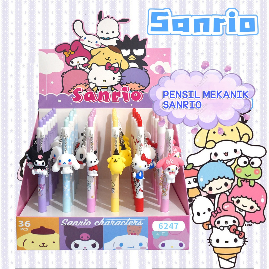 PENSIL MEKANIK SANRIO GANTUNG PENSIL MEKANIK LUCU PENSIL CETEK ALAT TULIS SEKOLAH PENSIL UNIK @banyak