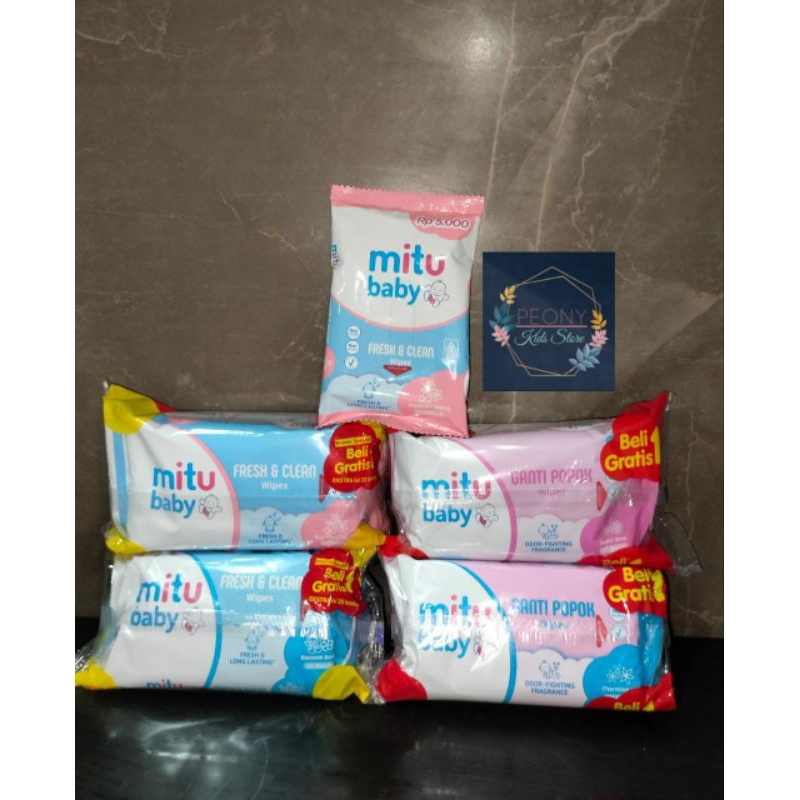 MITU BABY WIPES Ganti Popok BELI 1 GRATIS 1 50sx2pack / Fresh &amp; Clean BELI 1 GRATIS 1 40sx2pack free 20sheet (50sx2pack)/ F&amp;C 30 sheet renceng