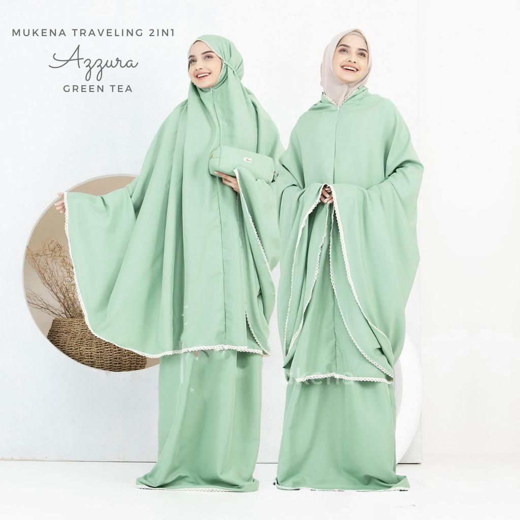 MUKENA DEWASA 2IN1 TRAVELING KATUN PREMIUM AZZURA