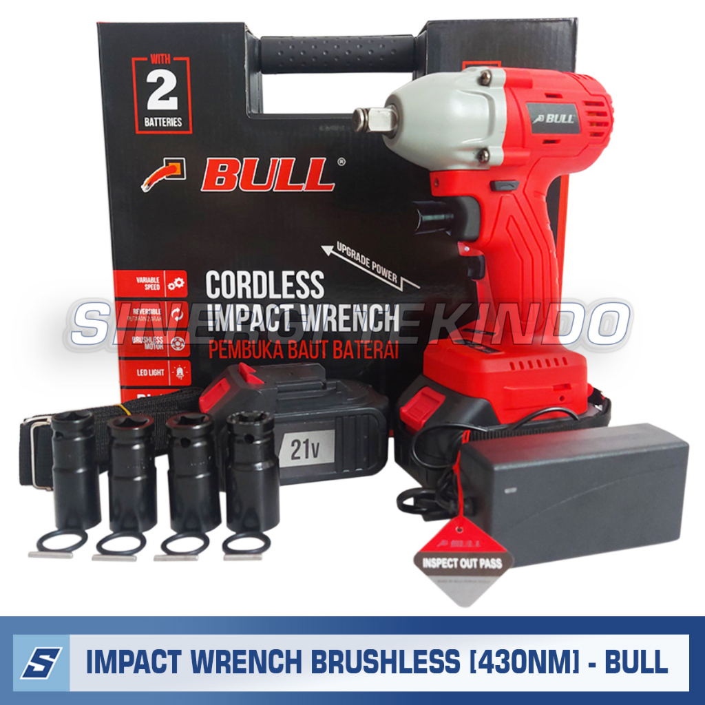Mesin Bor Pembuka Baut Baterai - BULL BL127 Cordless Impact Wrench 21V