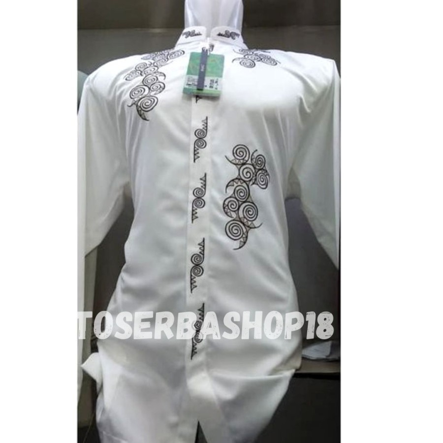 Baju Koko Almia Lengan Panjang Kancing / Koko Pria Dewasa / Koko PUTIH / Baju Koko Bordir Al Mia