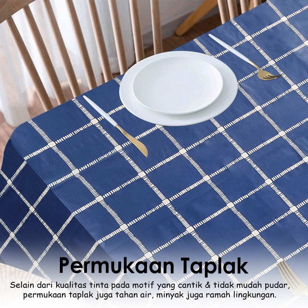 Taplak Meja Makan Motif Kotak Terbaru Ukuran 137x100cm Bahan PEVA Tebal Premium Anti Air Perlengkapan Dekorasi Rumah Tangga Import - D15-3A - 88_Blanketstore