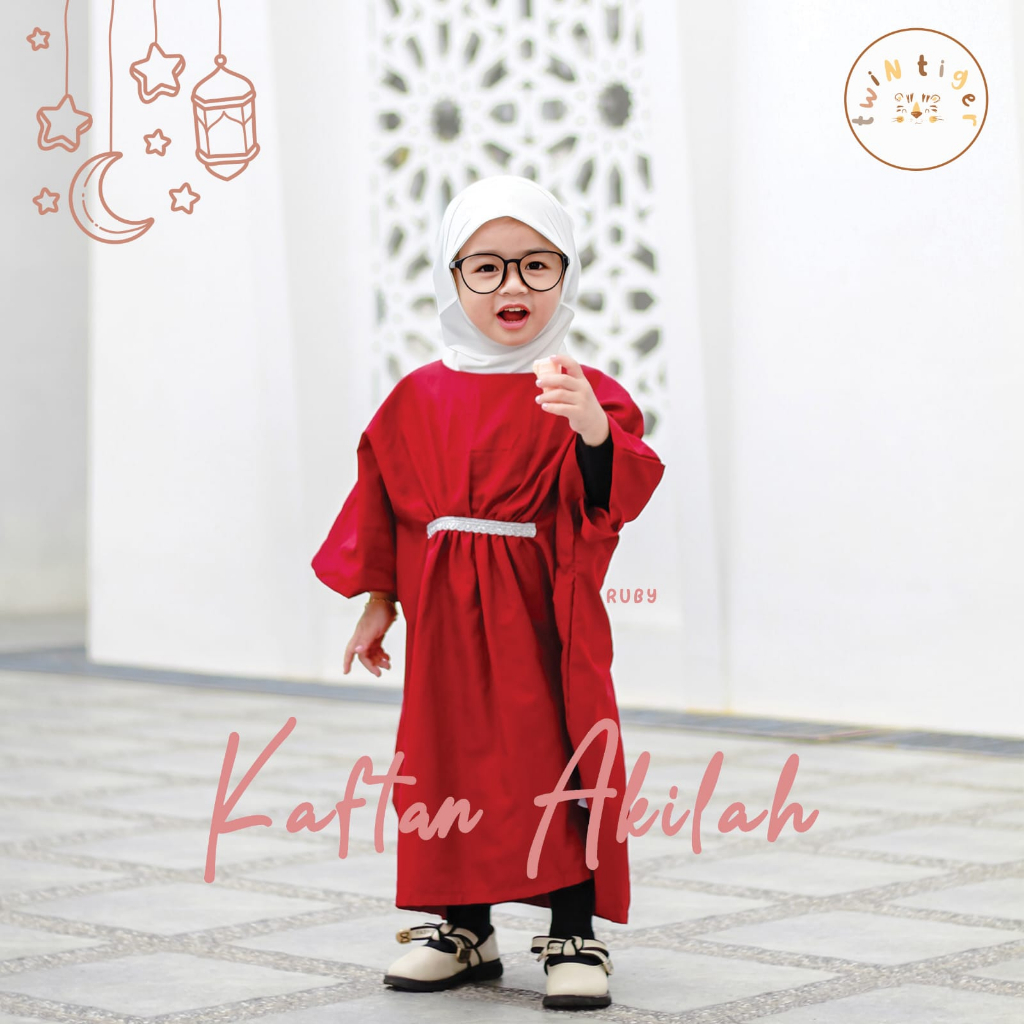 KAFTAN AKILAH - Gamis Dress Muslim Anak Perempuan Usia 1-6 Tahun Nyaman dan Modis TWIN TIGER