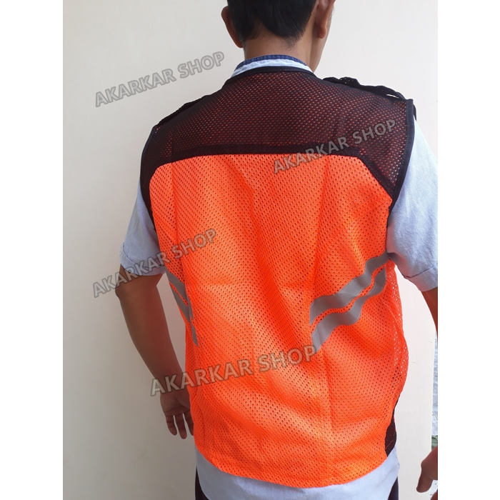 RJ Rompi Safety Proyek Lapangan Rompi Orange K3