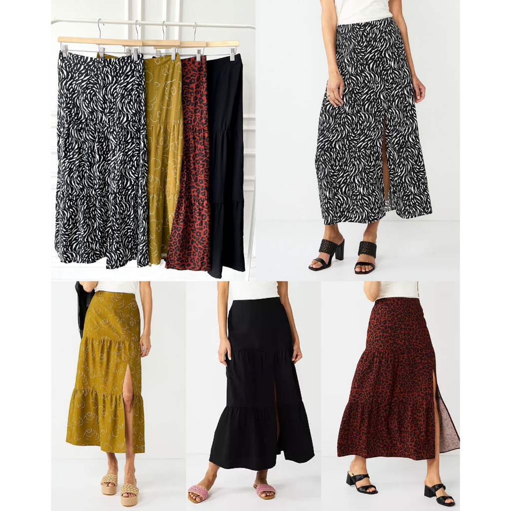 Nine West Crosshatch Tiered Maxi Skirt