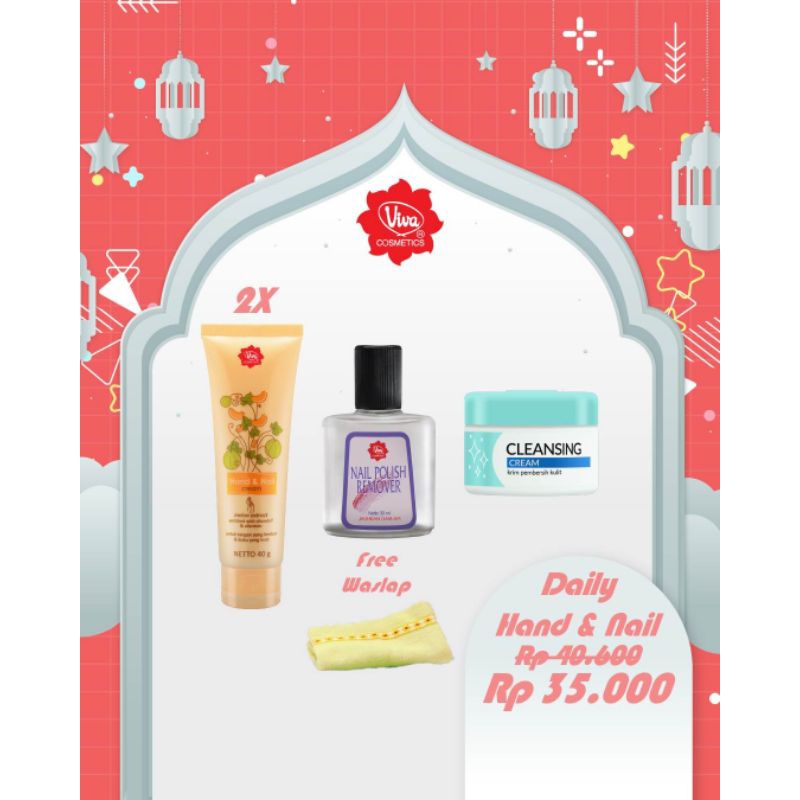 Paket 2 Viva Hand &amp; Nail1 Viva Nail Polish Remover1 Viva Cleansing Cream 30 gram