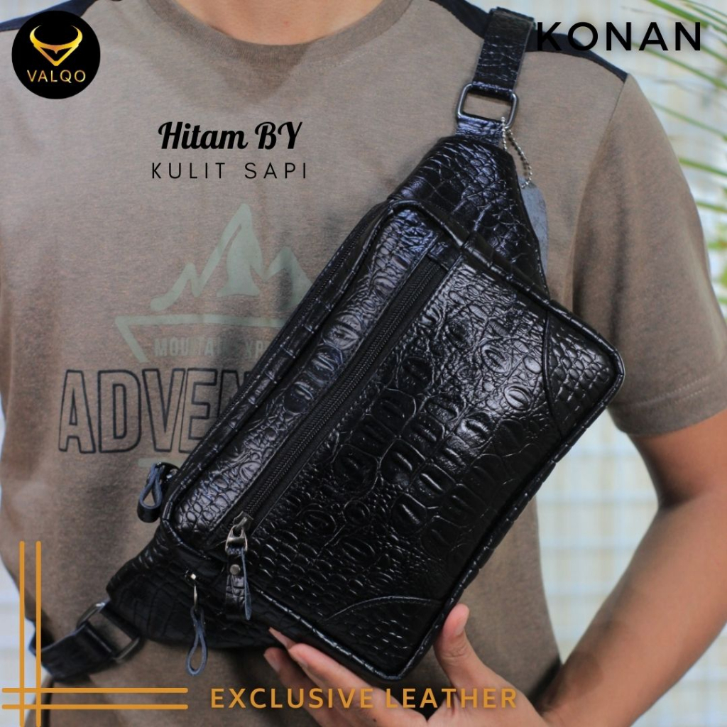 [VALQO] KONAN Tas kulit sapi Waist Bag Tas Sling bag Cowok Cewek Pria Wanita bisa COD