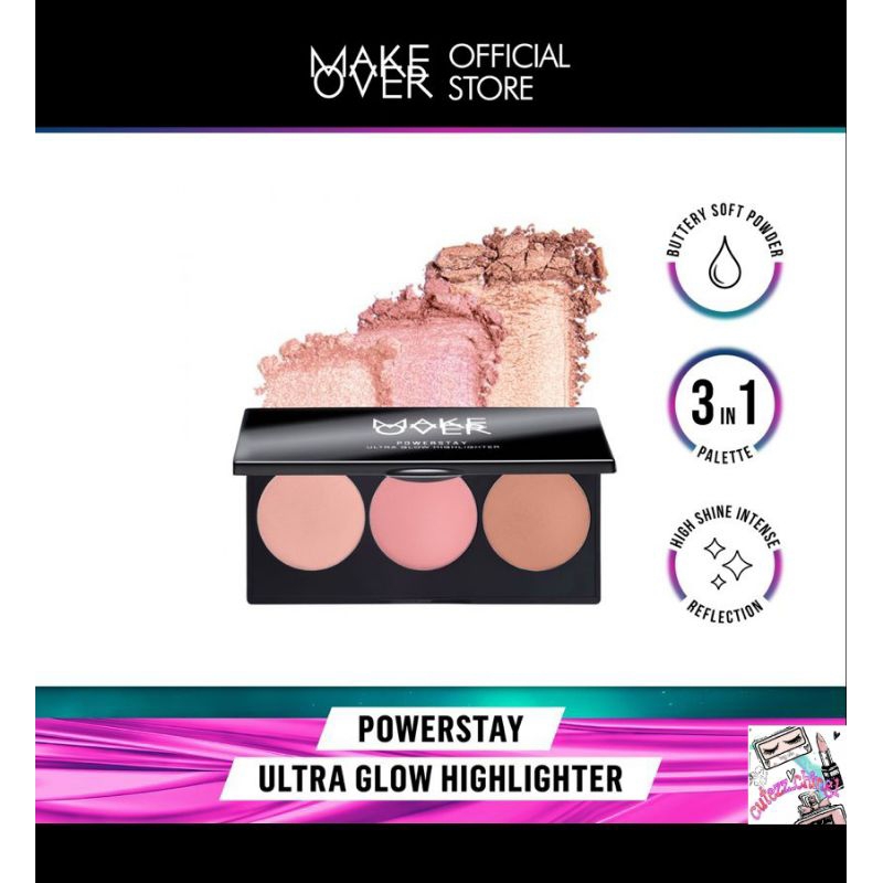 ☃️Cutezz_Ching1☃️MAKE OVER Powerstay Ultra Glow Highlighter 3 x 3.5 g - Highlighter Palette