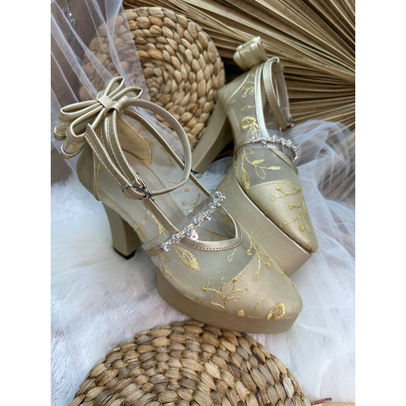 sepatu wanita Vilea gold 10cm platform