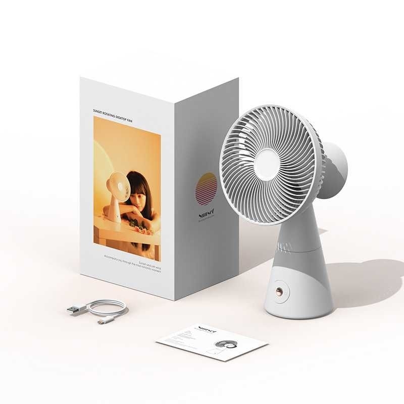 3LIFE Kipas Angin Meja Desk Fan Head Swing Sunset Light USB 3000mAh - 228