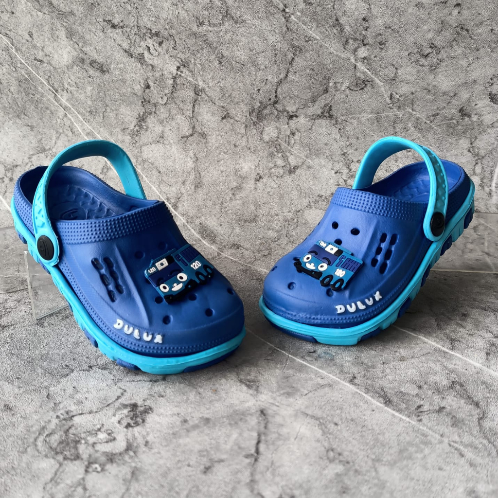 gof DULUX 202ED Sandal Baim Anak laki-laki Bergmabar karakter Lucu Sandal Anak Selop Tali belakang Motif Tayo