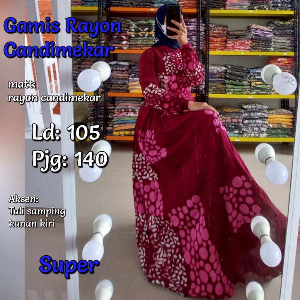 "READY STOK, SIAP KIRIM" GAMIS RAYON CANDI MEKAR #RCM SIZE " L " | MUTIARA | TWILL ORI | REALPICT