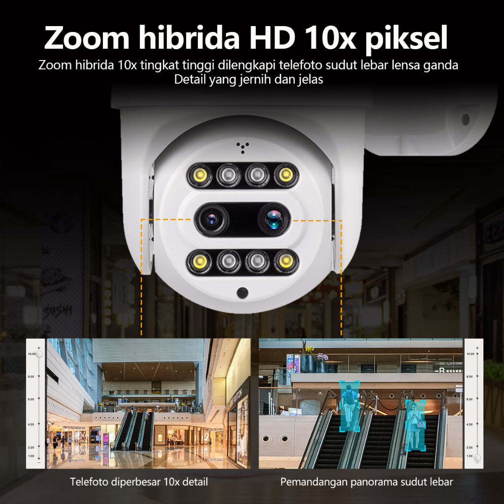 XIHANCAM 5MP Dual Lens Cctv Outdoor 10x Zoom Lampu Kamera Cctv Wifi Outdoor Waterproof 360 Derajat PTZ Alarm Smart Ip Camera Cctv Murah Online Wireless Wifi Tahan Air Kamera Pengintai Infrared Cctv Jarak Jauh Lewat HP Android Carecam NVR/DVR COD