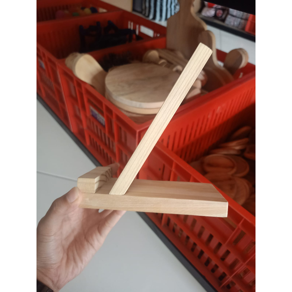 U0312 Stand HP Kayu Jati Belanda Dudukan Handphone Dekorasi Rumah Minimalis