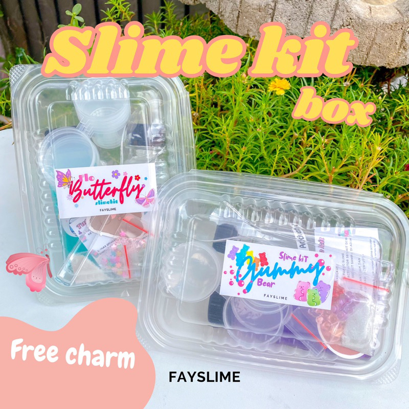 Slime kit clear box free charm | slime kit murah | SLIME KIT ANTI GAGAL