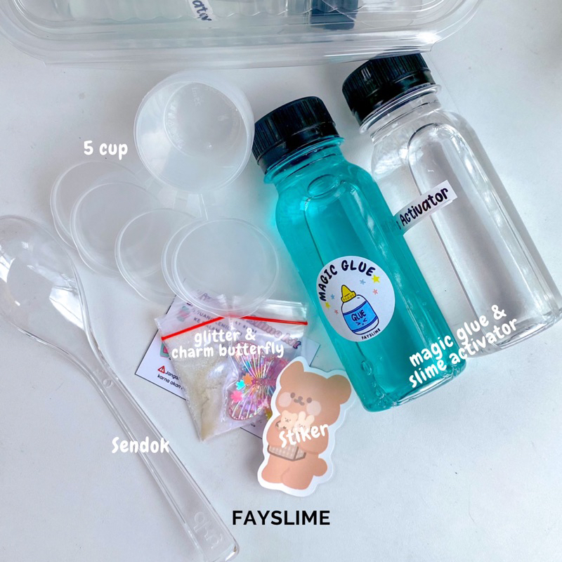 Slime kit clear box free charm | slime kit murah | SLIME KIT ANTI GAGAL