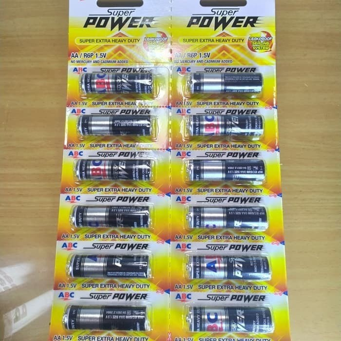 Baterai battery ABC hitam super power heavy duty ukuran AA A2 12 pcs