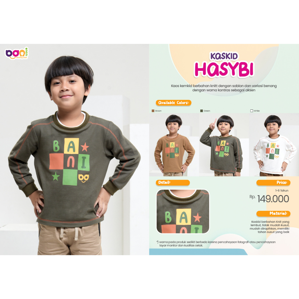 ORI BANI BATUTA RABBANI KAOS ANAK HASYBI 1-6 TH