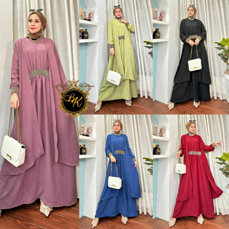 Gamis Layer Jumbo |Gamis Cringkel Renda Jumbo Ld 120 | Gamis Terbaru Lesti | Longdress Renda Sultan 