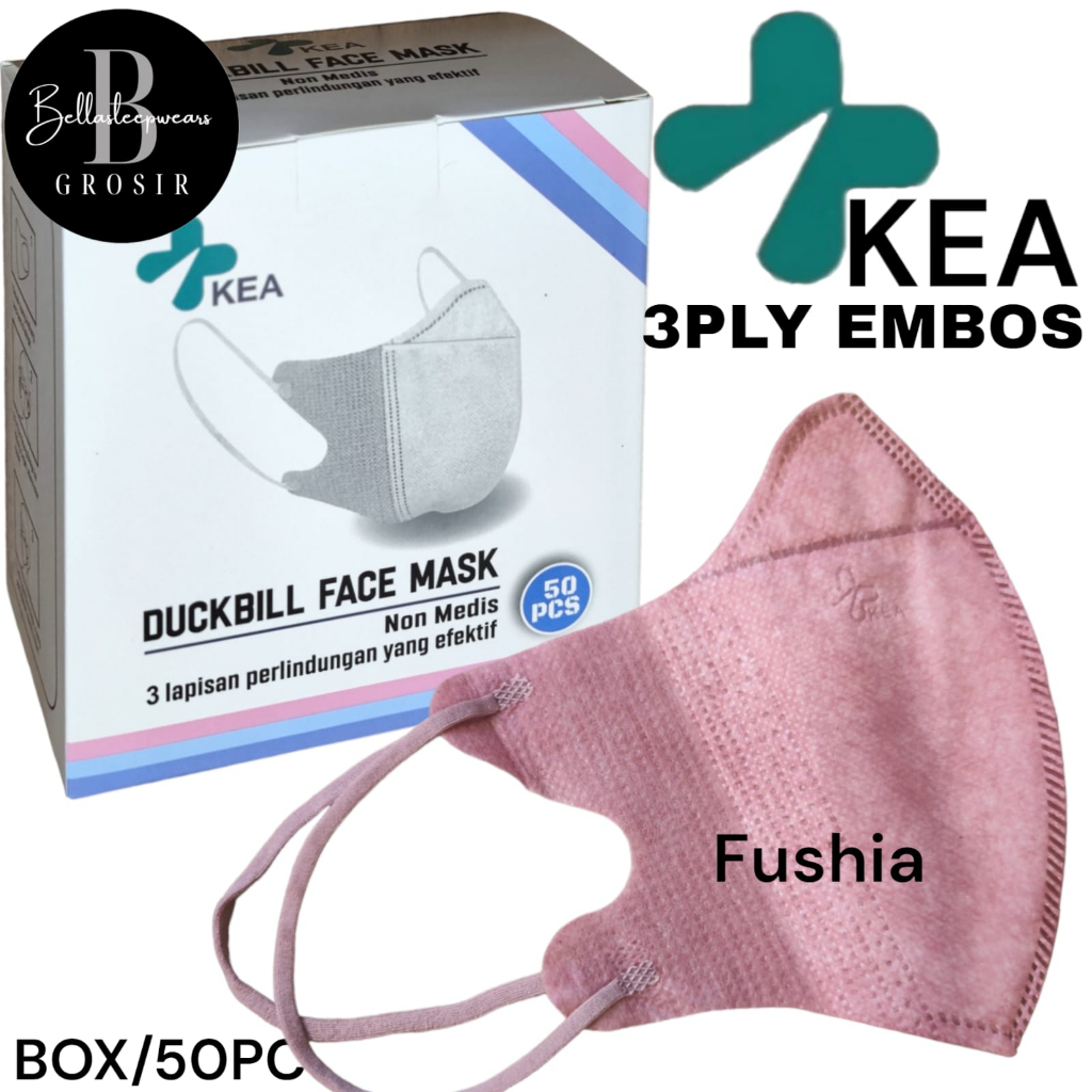 3PLY / 4PLY DUCKBILL KEA EMBOS GARIS- MASKER DUCKBILL 4PLY EMBOS KEA KEMENKES