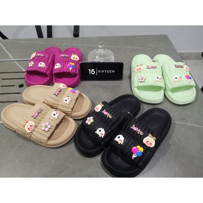 NEW ! ! !  SANDAL FAMILY SANDAL ANAK &amp; Sandal Wanita Sip FUJI pretty girl +balon +bunga Jelly Korea Non-Slip Soles Best Seller 6128-1