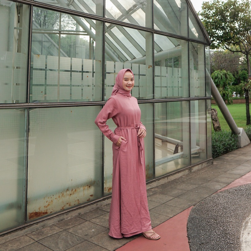 ZOYA DRESS SIZE M,L,XL TERBARU BAHAN LINEN VISCOSE AIRFLOW PREMIUM PAKAIAN GAMIS LEBARAN TERLARIS MUSLIM WANITA BY ZENIC ID BISA COD