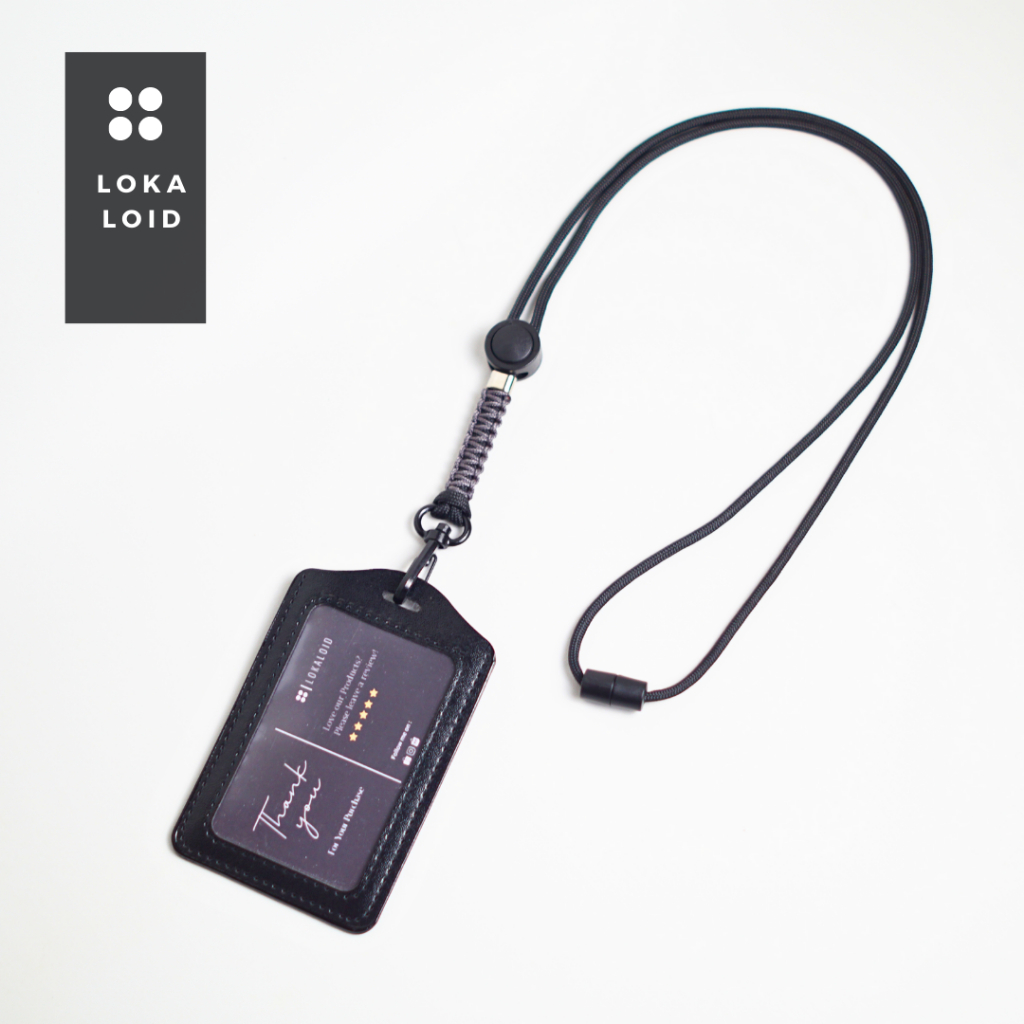 

Lanyard Tali Gantungan Id Card Holder Black Hitam Abu by Lokaloid
