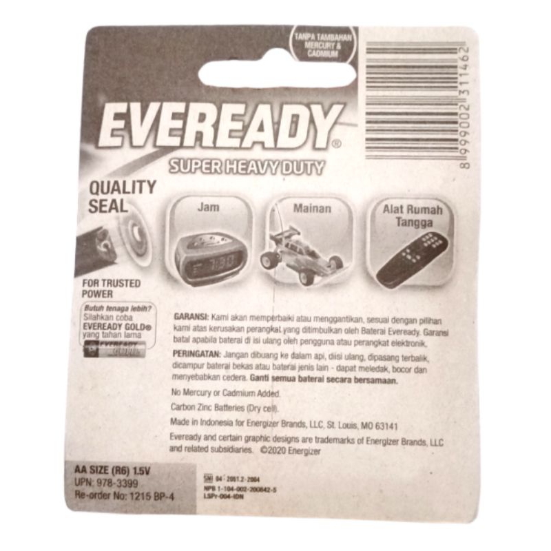 Baterai Eveready Hitam AA AAA 1 pak isi 4 pcs Batre