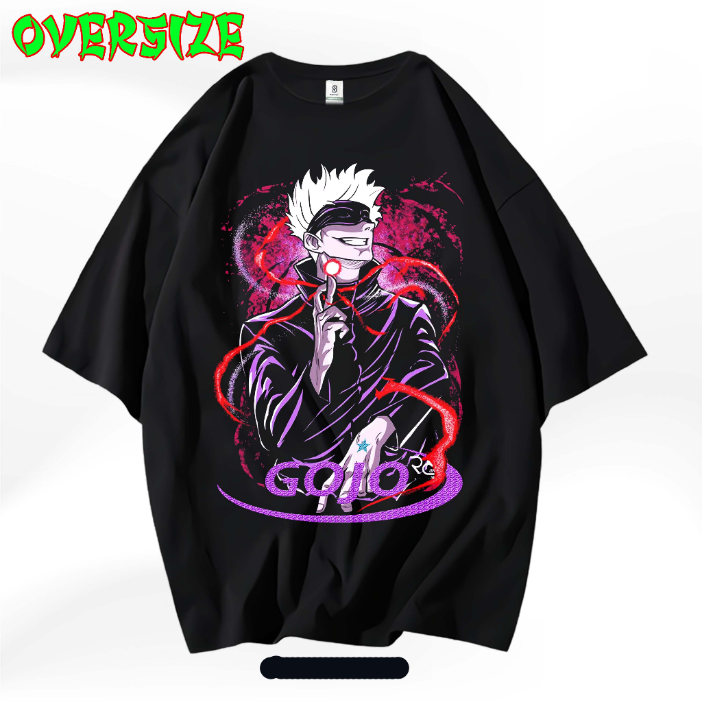 WIBU PROJECT KAOS ANIME SATORU GOJO KAOS OVERSIZE WASHED STONES TEE T-SHIRT