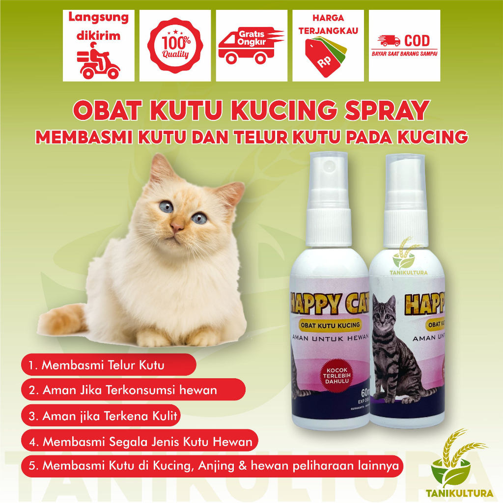 Obat Kutu Kucing Ampuh Dan Telur Kutu Semprot Spray Ampuh Herbal Aman Terjilat 60ml