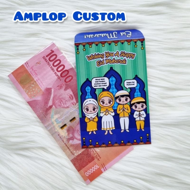 [Sticker Party] Amplop Lebaran THR Angpao Uang Idul Fitri Custom Nama Karakter Lucu Ukuran 7,5 x 11,