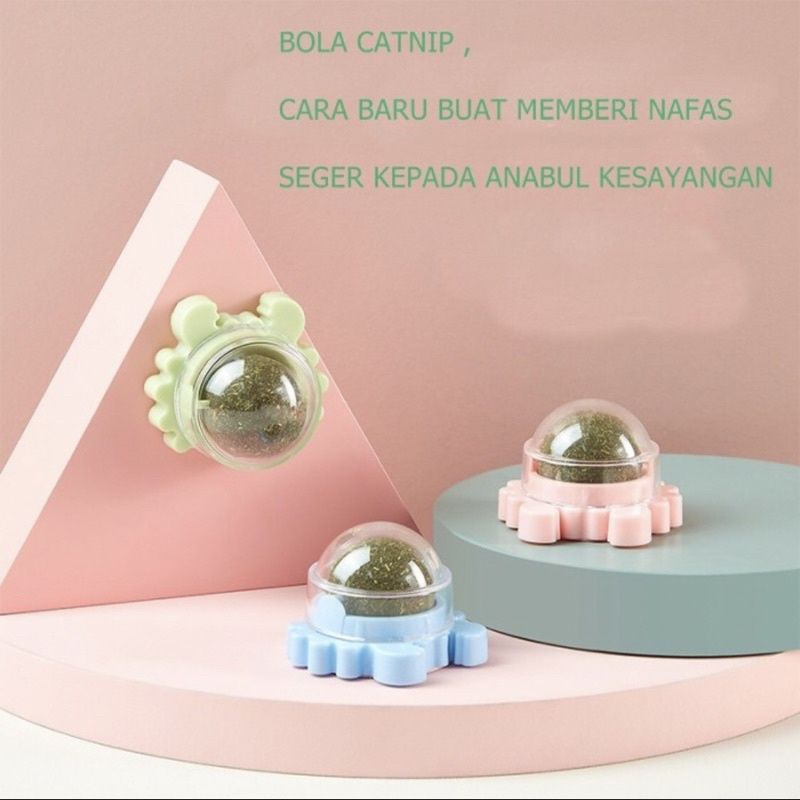 CATNIP BALL Tempel Putar Kucing  / Mainan Bola Catnip / CATMINT Kucing