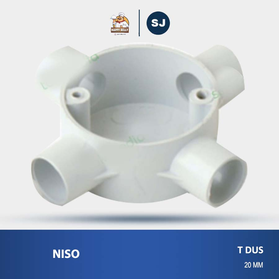 T DUS / T-DUS / T DOS CABANG 4 NISO 20 MM PUTIH T DUS KABEL LISTRIK