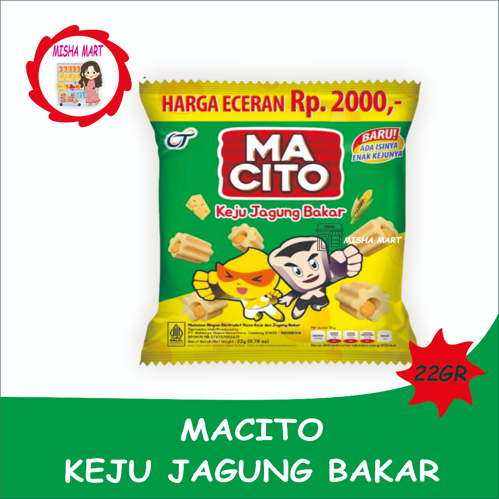 

Snack Ringan - Macito Keju Jagung Bakar 5PCS x 22gr