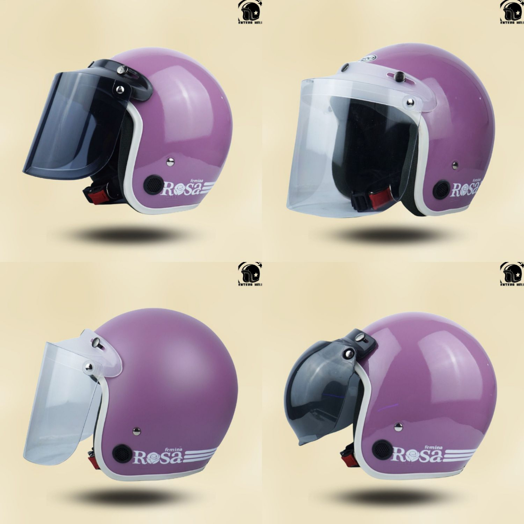 Helm Bogo Wanita Viral Warna Pastel Dewasa Retro Motor SNI