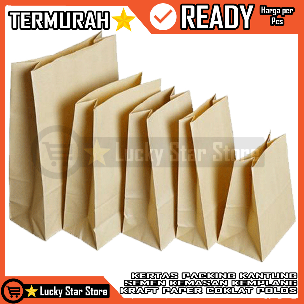 Kantong Kertas Semen Zak Karung Kantung Packing Polos Kemasan Kemplang Kerupuk Sak Kraft Pack Paking