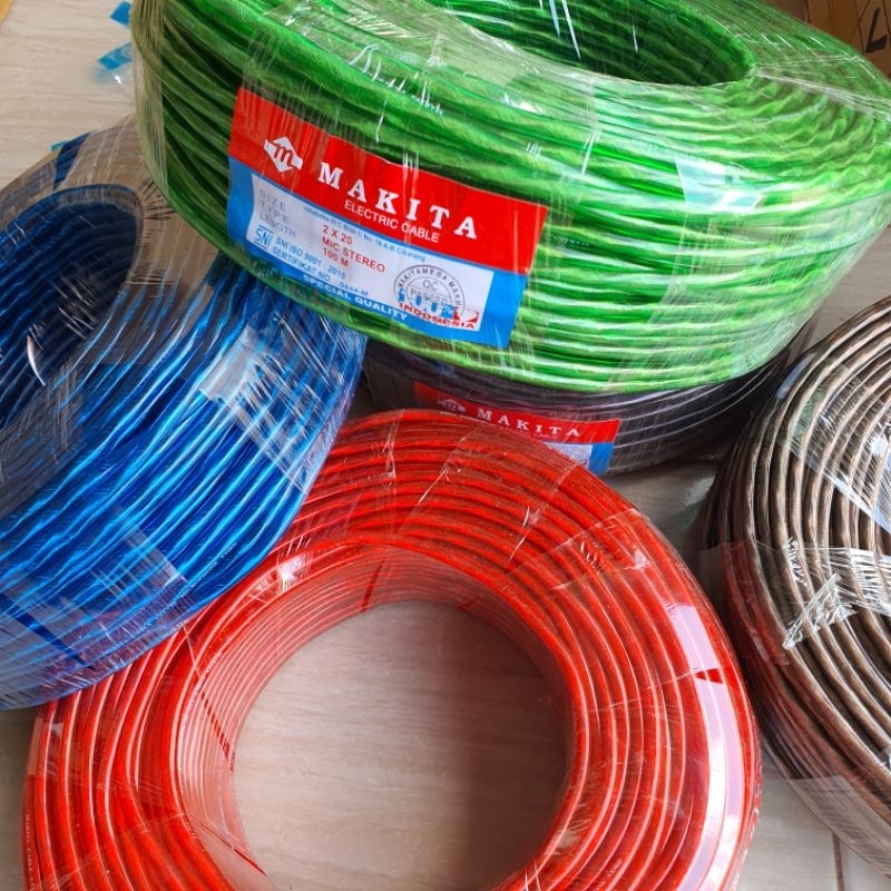 KABEL MIC STEREO MAKITA TRANSPARAN 100METER UKURAN 2X20