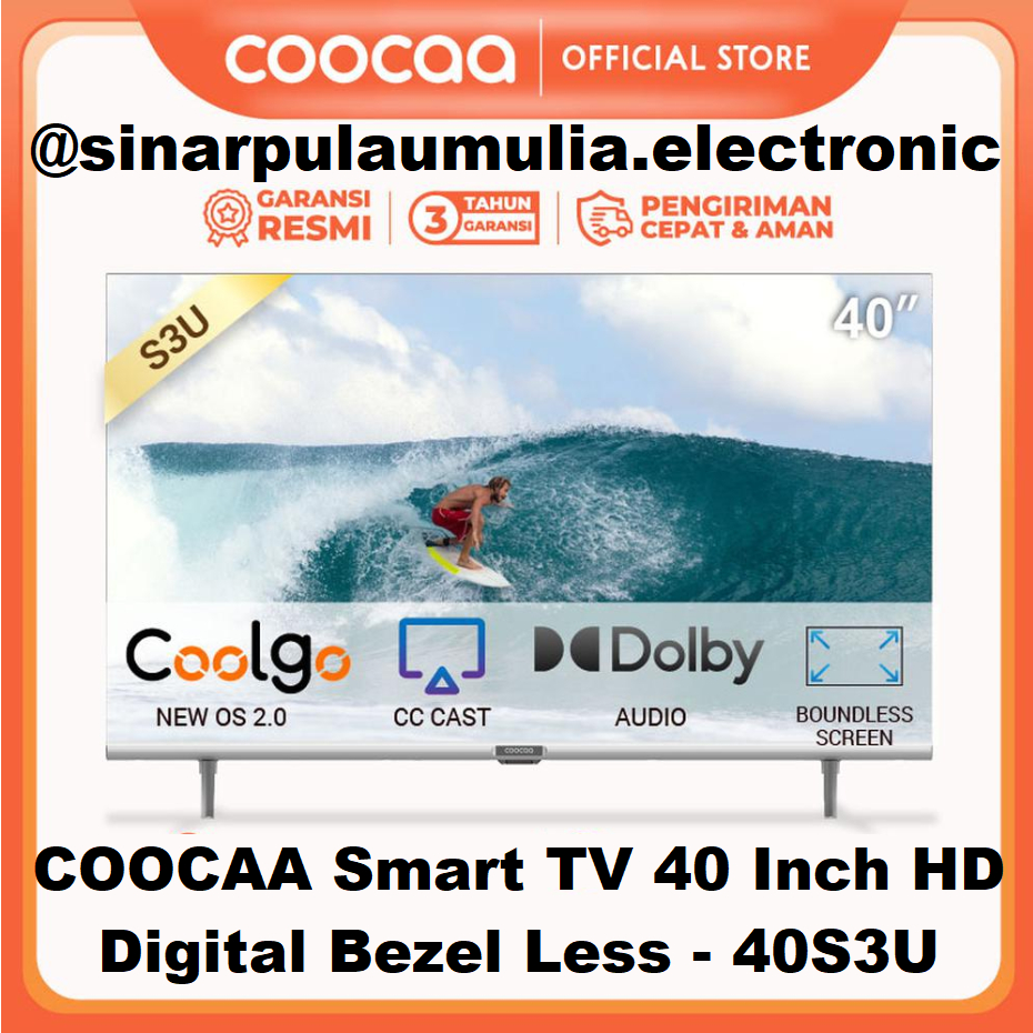 Coocaa LED TV 40 Inch Smart TV HD Youtube - 40S3U / 40 S 3 U / 40 S3U / 40 S 3U