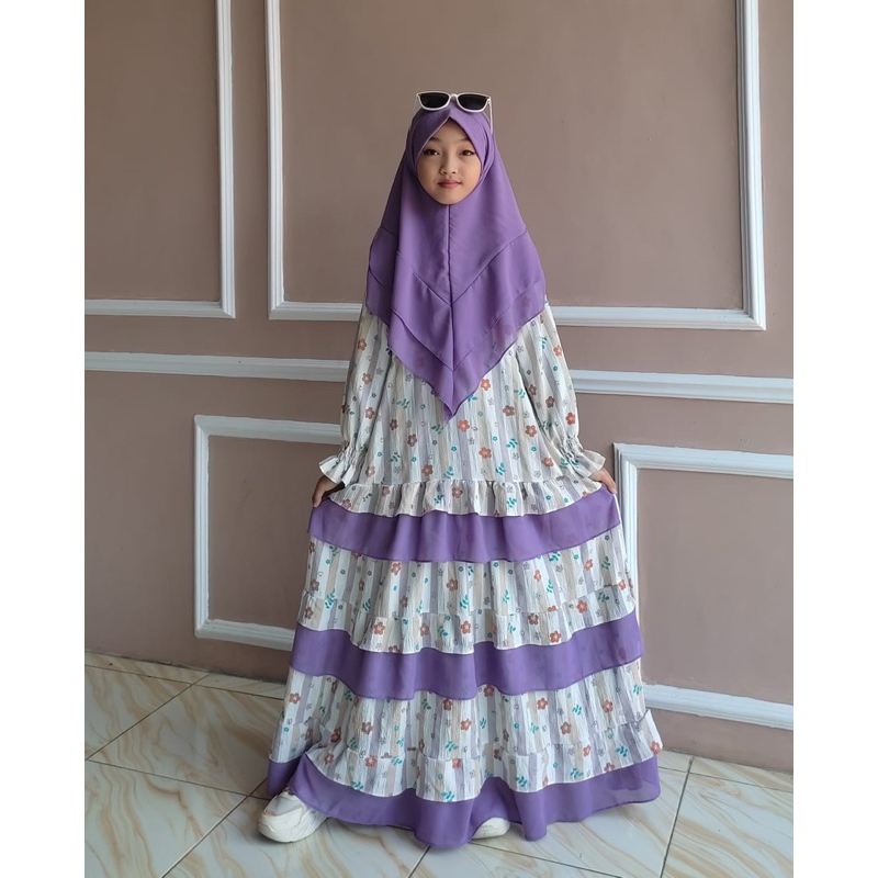 set gamis anak kringkel airflow bunga salur