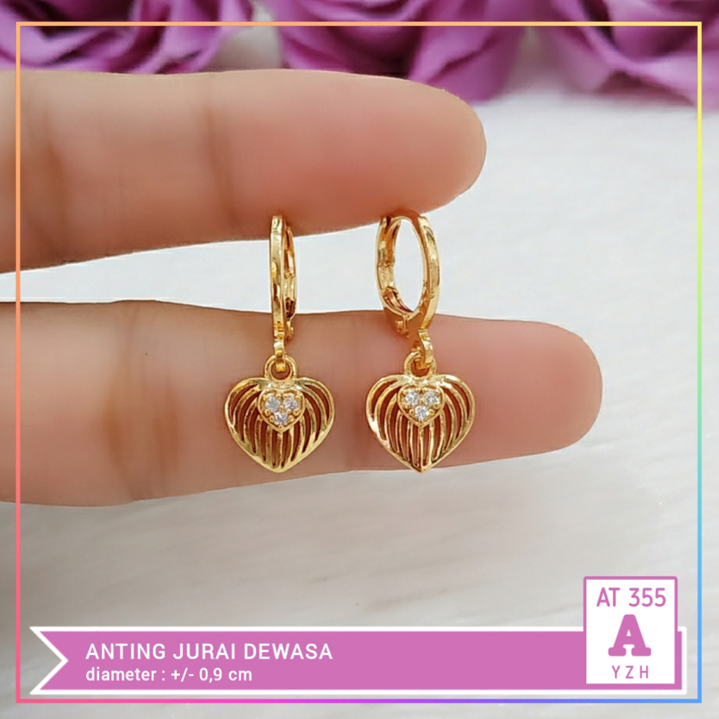 Anting xuping anting dewasa klip bunga love perhiasan lapis emas AT 355