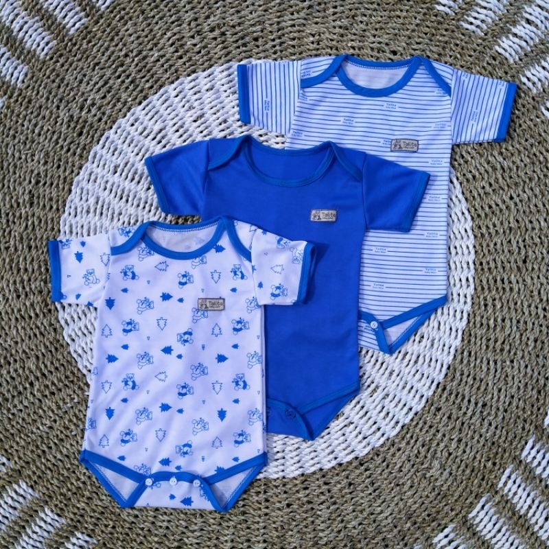 3 Pcs Jumper Bayi Jumpsuit Baby Seri Warna Biru Bodysuit Bayi talitababy