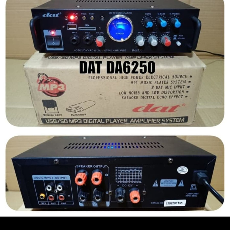 AMPLI KARAOKE DAT DA 6250 AMPLIFIER DAT DA6250 MP3 USB DIGITAL