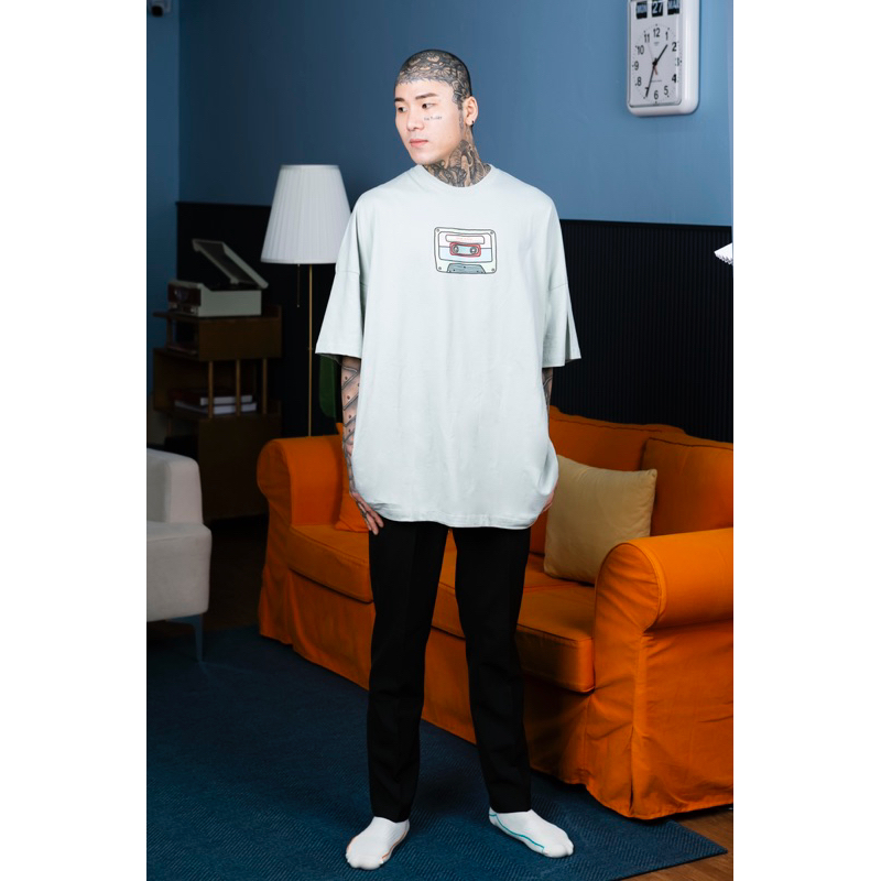 FAITH FADE Absence of Happiness - Sad Lost Souls Wide Oversized Tee (Dusty Green)