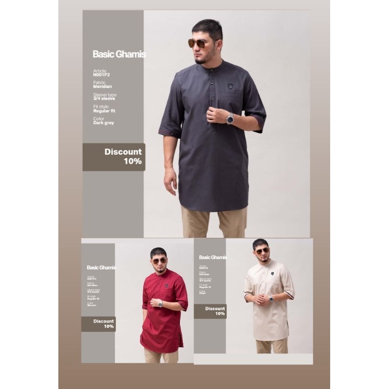 BASIC GHAMIS SAMASE LENGAN 3/4 |SAMASE ORIGINAL|SAMASE CILEGON|BAJU MUSLIM SAMASE