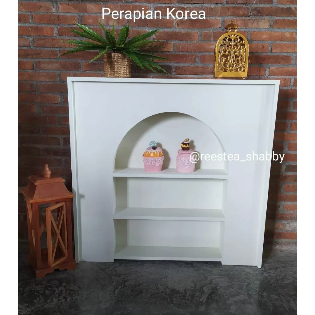 Meja Perapian kayu Simple / rak buku fireplace shabby aesthetic