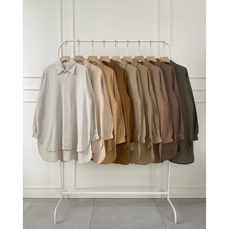 Alya Shirt / Basic Linen Shirt Busui Friendly LD 110 cm fit to XXL