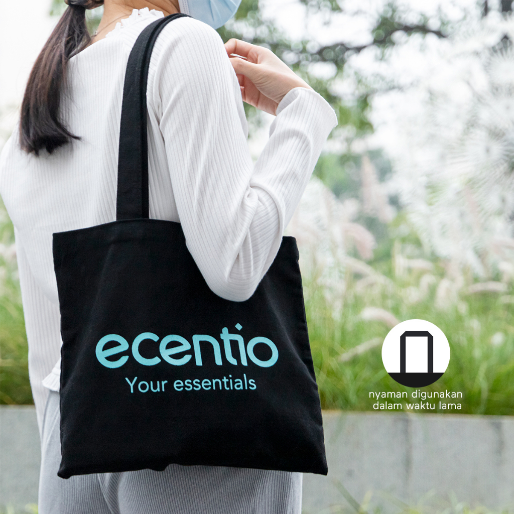 ecentio Tas Tote Bag Tas Sekolah Kanvas Totebag Import Sling Wanita Tas Belanja